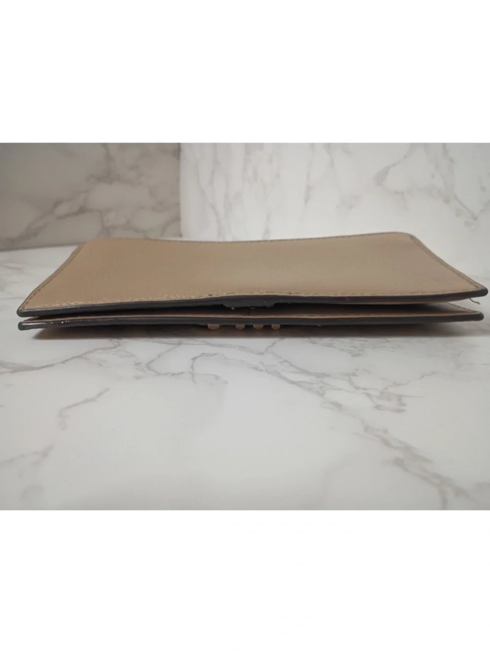 Michael Kors Taupe Pebbled Leather Wallet with Gold MK Emblem
